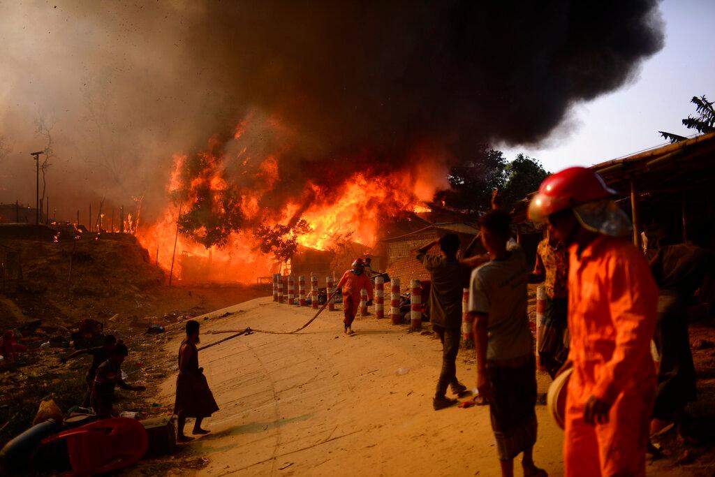 Fire at Bangladeshi island camp injures 8 Rohingya refugees