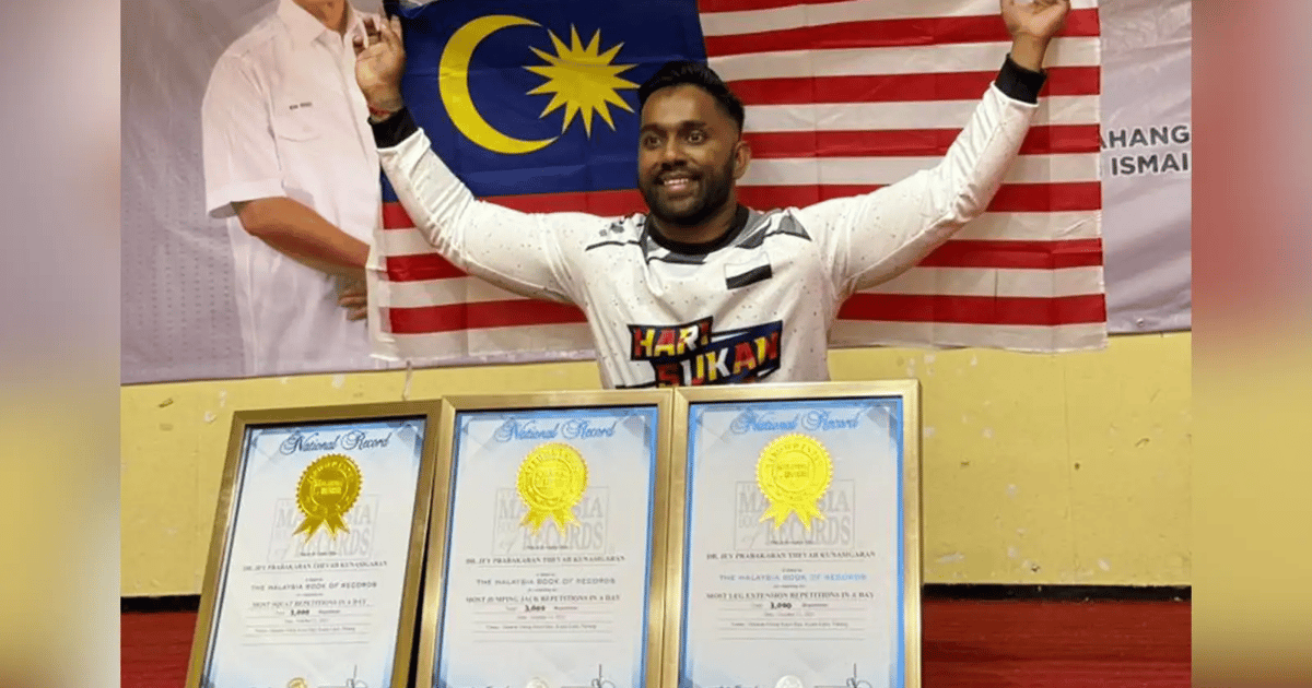 Jey Prabakaran achieves hattrick of fitness records for National Sports Day