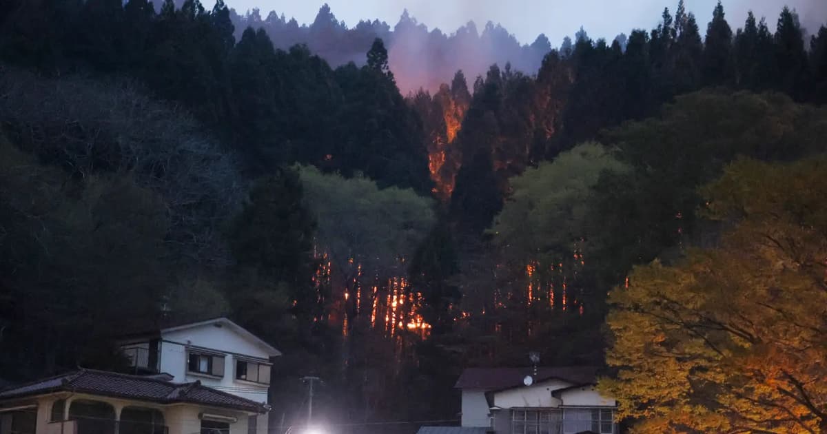 Wildfires spread towards northern Japanese town