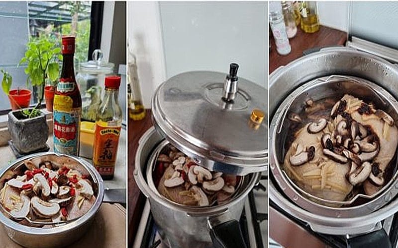 Heavenly steamed chicken with shiitake mushrooms