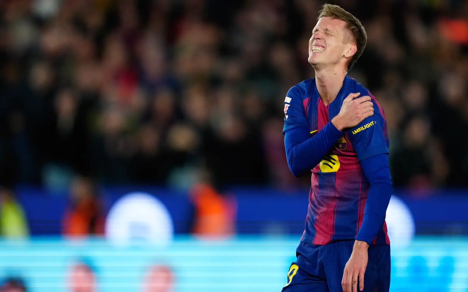 Barca’s Olmo out for 1 month after shoulder dislocation