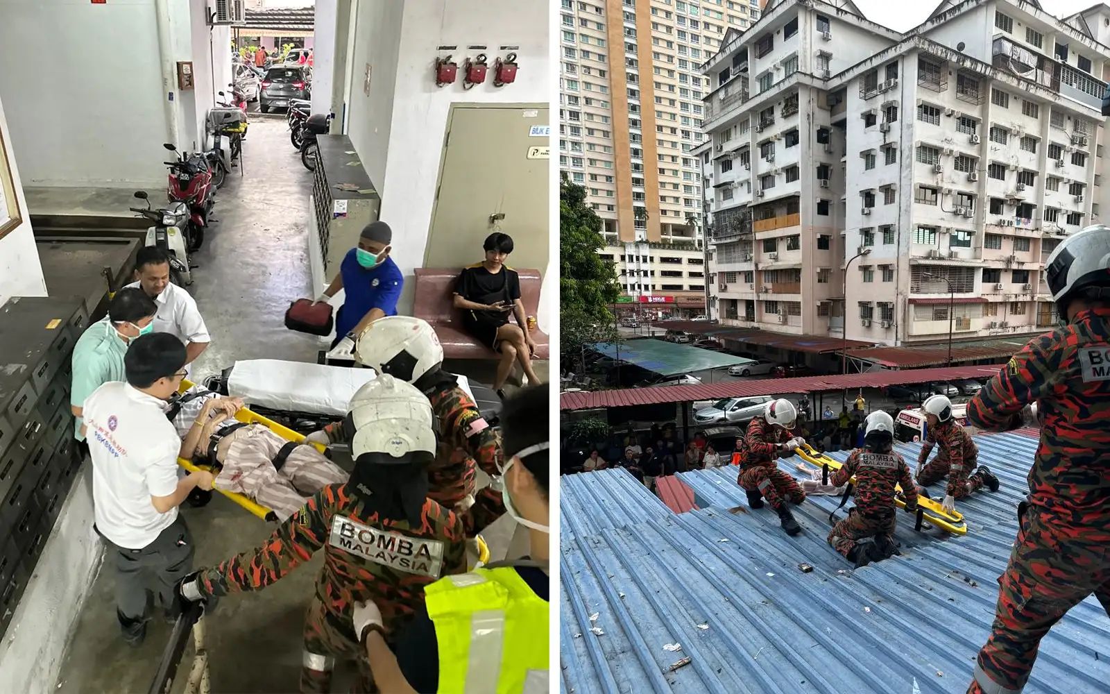 lelaki jatuh tingkat 5 flat penang