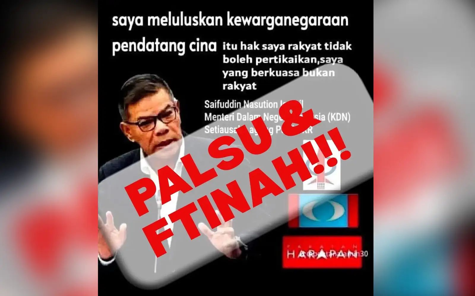 poster palsu Saifuddin Nasution Ismail