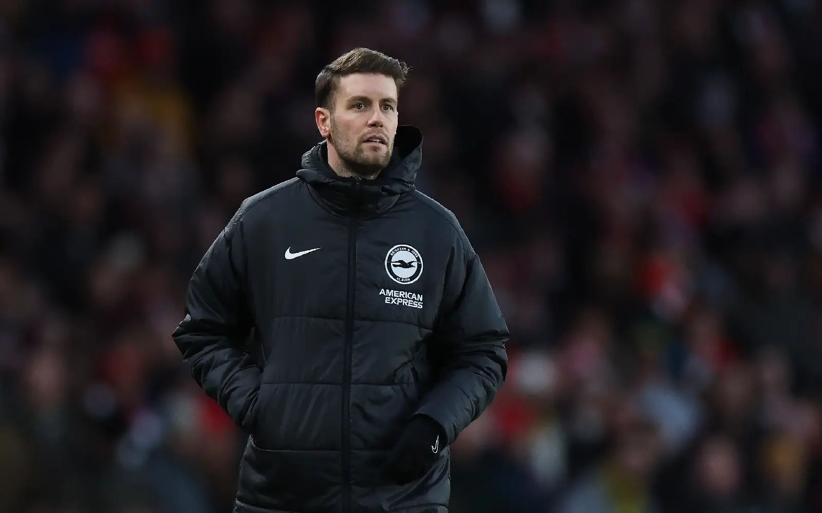 Brighton's manager Fabian Hurzeler reacts during the English Premier League match between Arsenal FC and Brighton & Hove Albion, in London, Britain, 27 December 2025. EPA/ANDY RAIN EDITORIAL USE ONLY. No use with unauthorized audio, video, data, fixture lists, club/league logos, 'live' services or NFTs. Online in-match use limited to 120 images, no video emulation. No use in betting, games or single club/league/player publications.