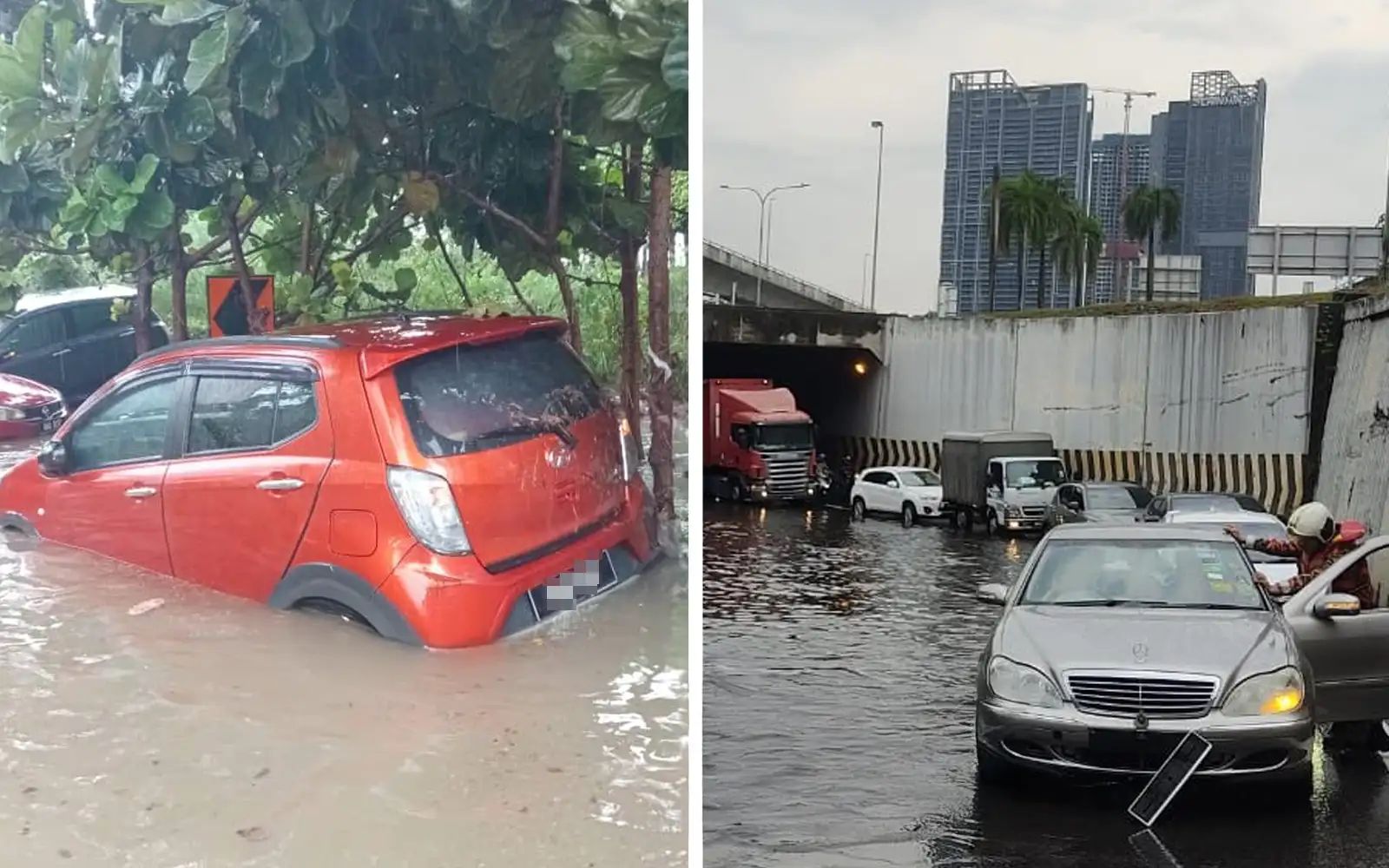 8 vehicles trapped in Klang Valley flash floods