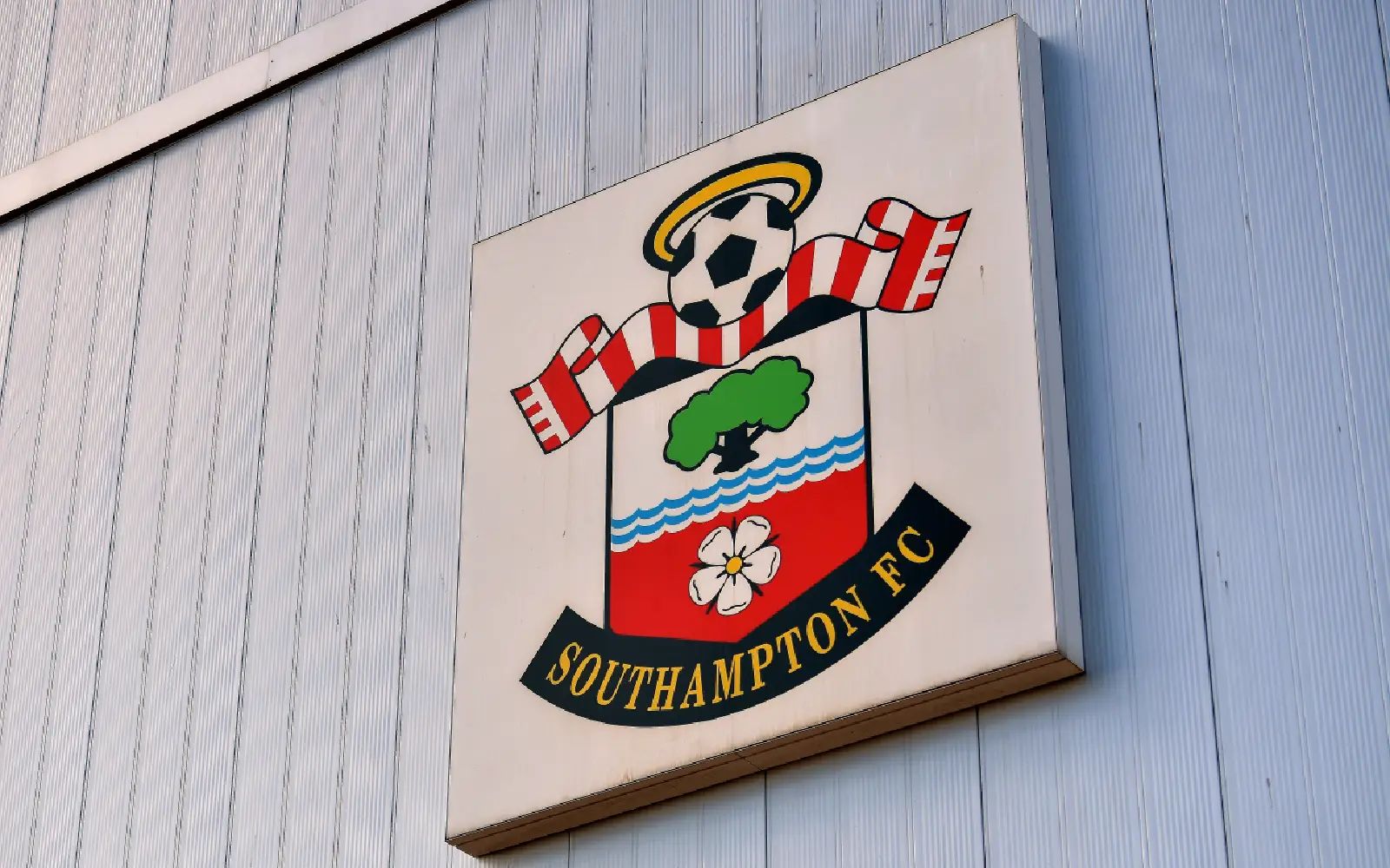 Picture showing the logo of Southampton FC taken before the English Premier League soccer match between Southampton FC and Arsenal FC in Southampton, Britain, 23 October 2022. EPA/Vince Mignott EDITORIAL USE ONLY. No use with unauthorized audio, video, data, fixture lists, club/league logos or 'live' services. Online in-match use limited to 120 images, no video emulation. No use in betting, games or single club/league/player publications