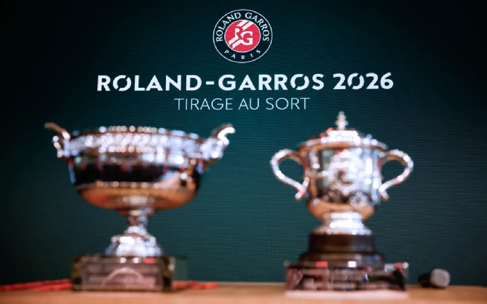 epa12981218 Men and Women trophy are on display during the draw ceremony of the French Open Grand Slam tennis tournament at Roland Garros in Paris, France, 21 May 2026. EPA/YOAN VALAT