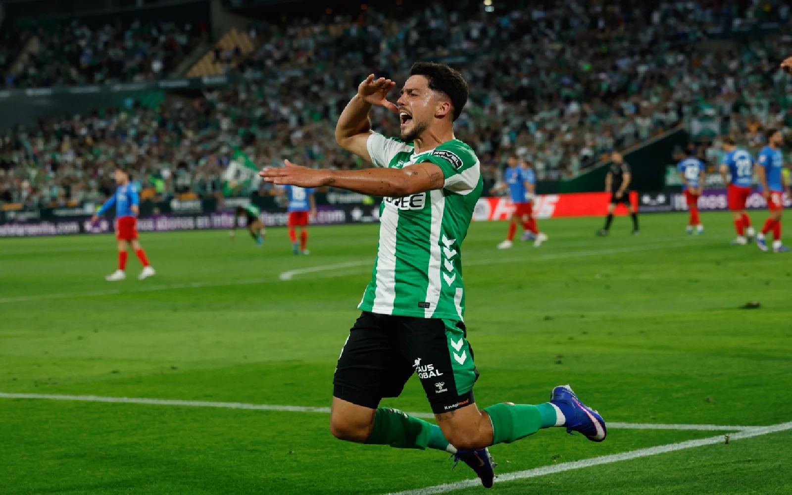 Betis' Pablo Fornals celebrates after scoring the 2-1 goal during the Spanish LaLiga soccer match between Real Betis and Elche CF in Seville, Spain, 12 May 2026. EPA/JULIO MUNOZ