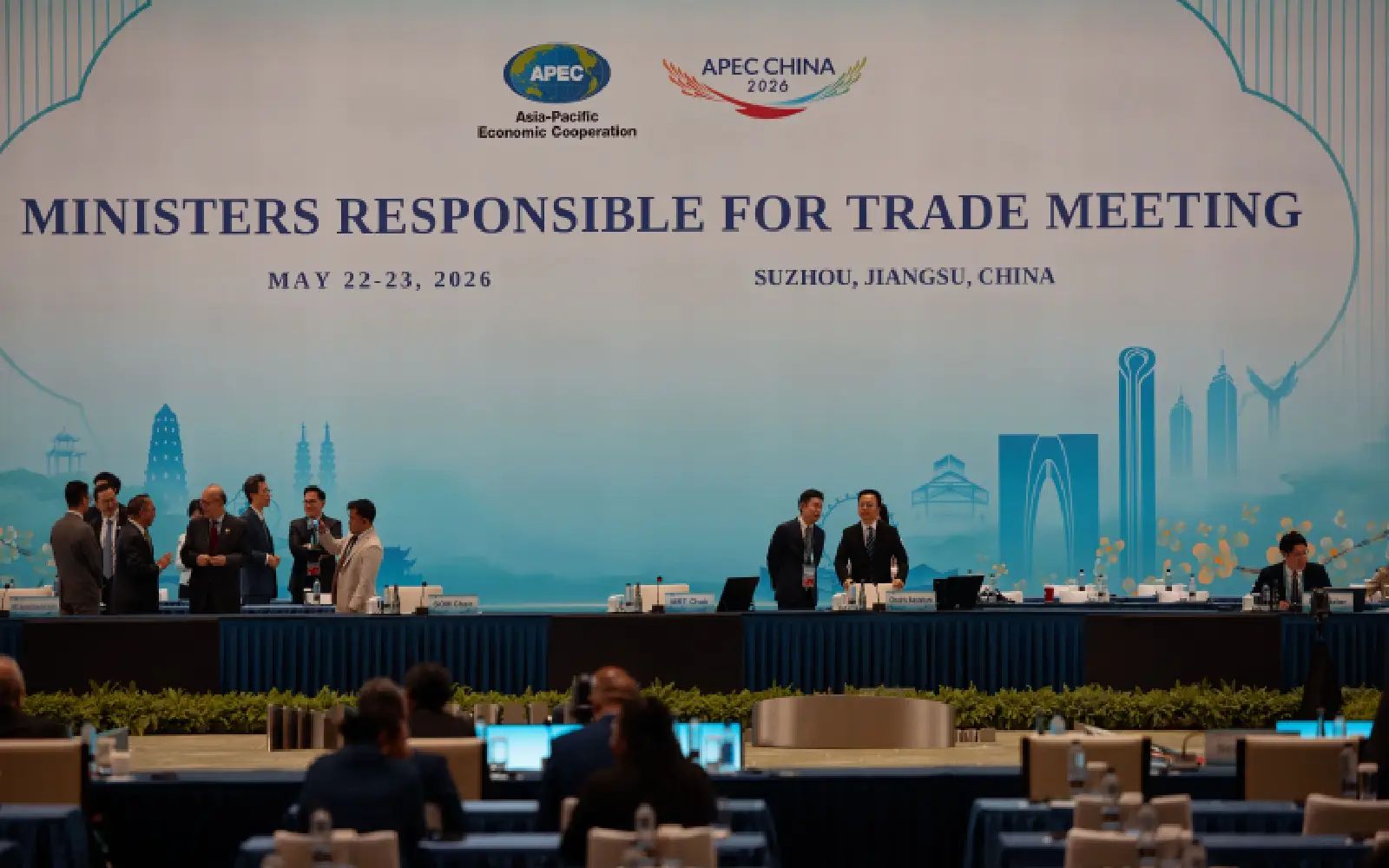 Delegates arrive at the opening ceremony of the APEC meeting in Suzhou, Jiangsu Province, China, 22 May 2026. Suzhou is hosting the 32nd APEC Ministers Responsible for Trade (MRT) Meeting from 22 to 23 May 2026. EPA