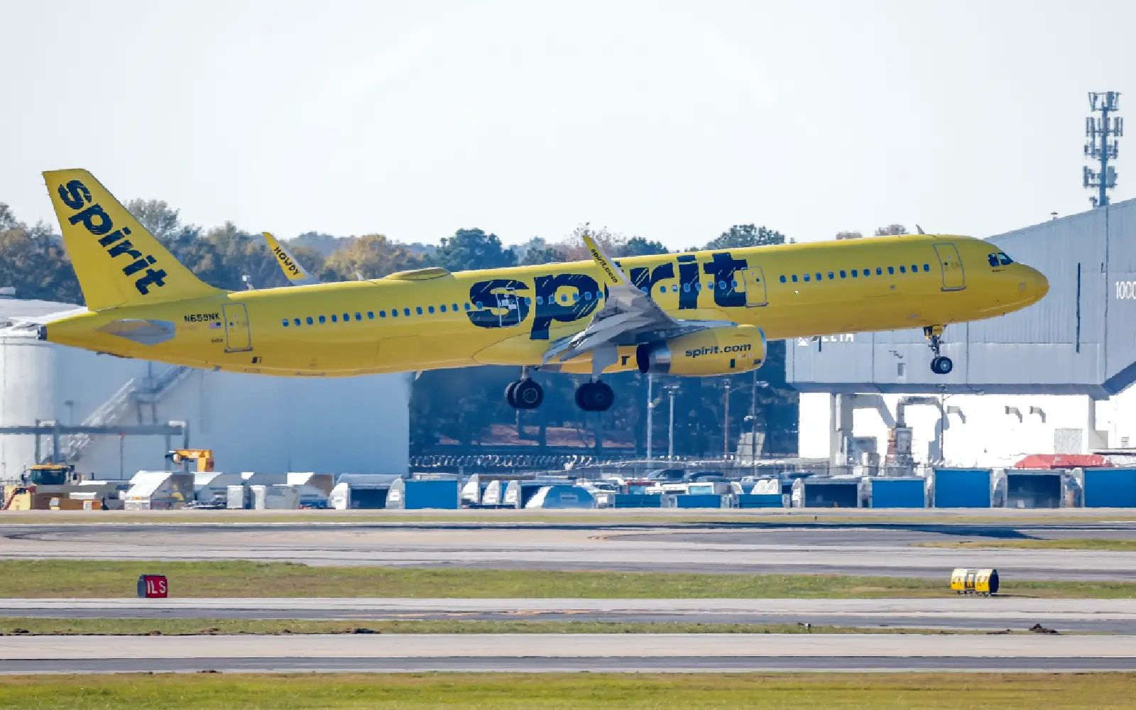 A Spirit Airlines aircraft arrives at Hartsfield-Jackson Atlanta International Airport in Atlanta, Georgia, USA, 18 November 2024. Florida-based budget air carrier Spirit Airlines announced it has filed for a 'prearranged' Chapter 11 bankruptcy protection amid mounting debts. The airline said its operations would continue as normal during the bankruptcy process. EPA/ERIK S. LESSER