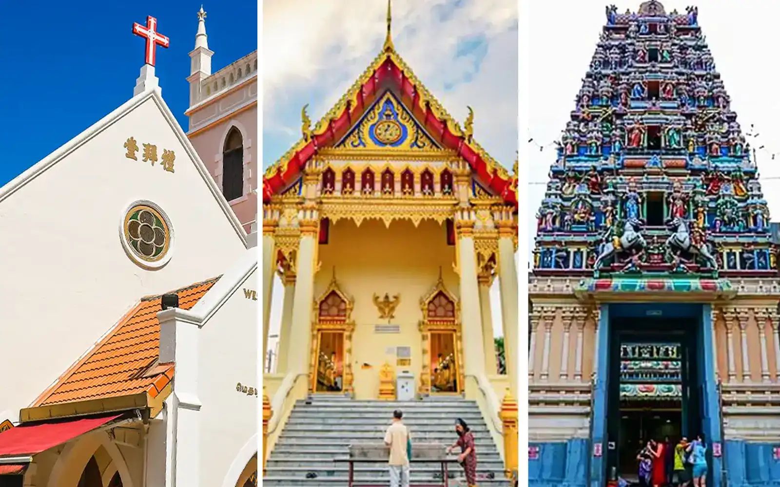 church, buddhist n hindu