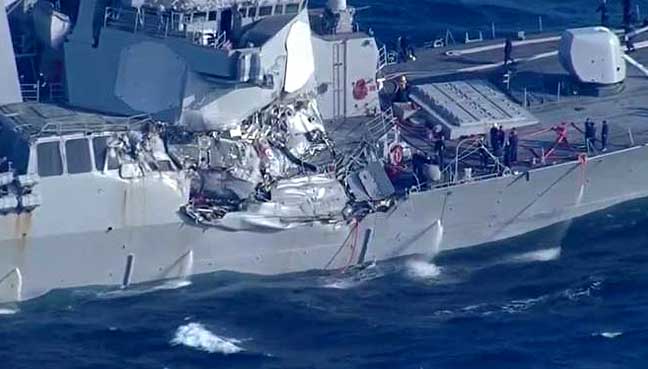 US Navy destroyer, Philippines merchant vessel collide off Japan