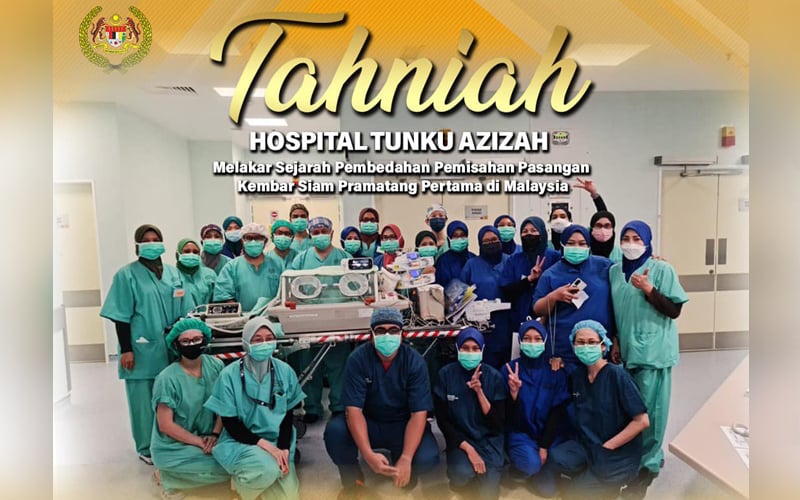 Selepas 24 jam pembedahan, kembar siam pramatang stabil