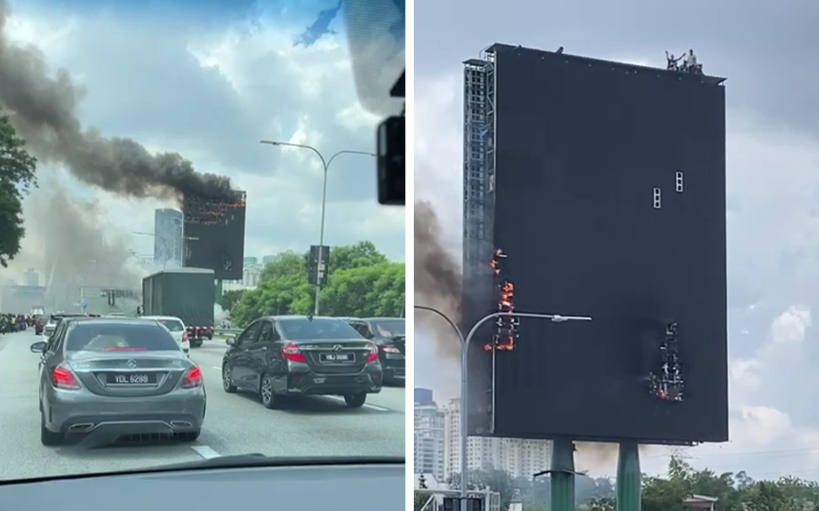Billboard fire causes 3km jam on Federal Highway