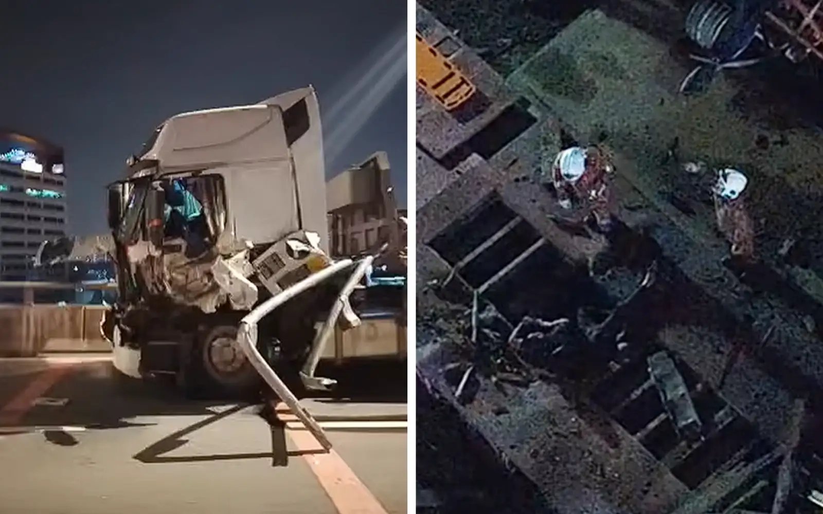 2 maut tercampak bawah lebuh raya selepas treler terbabas