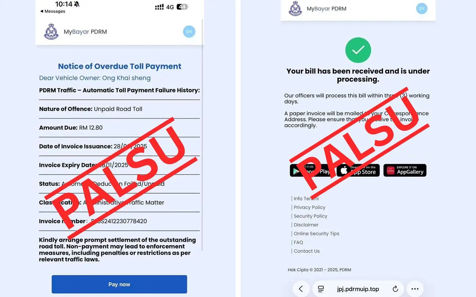 Scam websites misuse police, MyBayar PDRM names