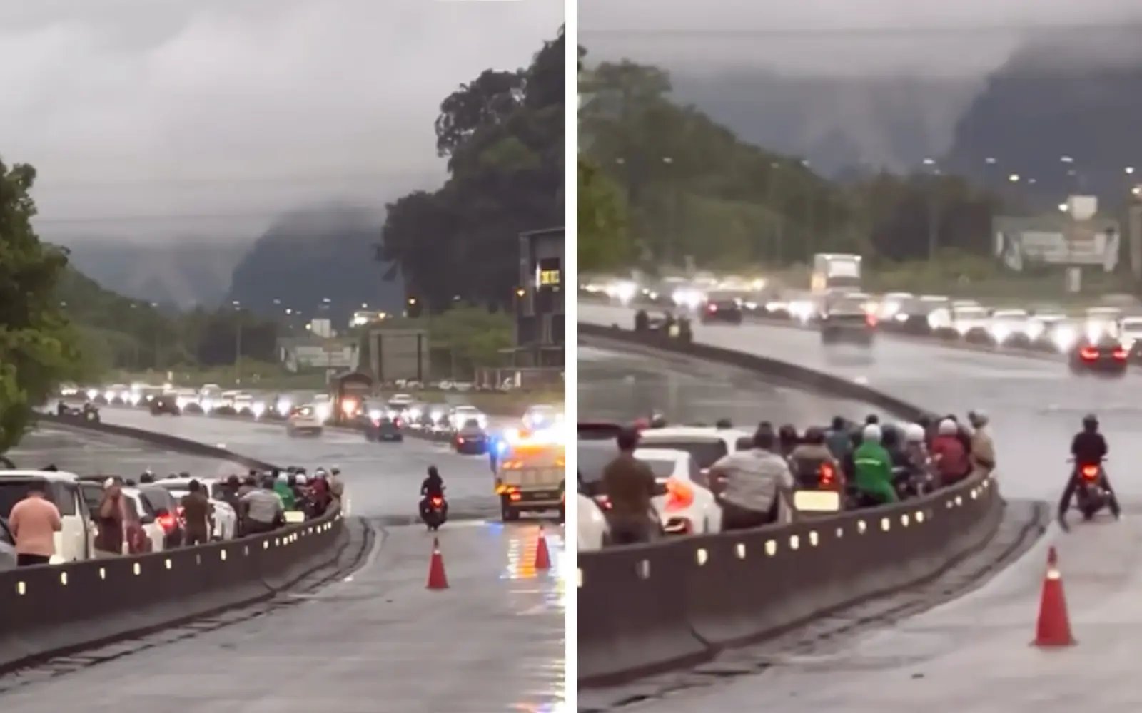 Flash floods cause slow traffic near Ipoh on PLUS highway