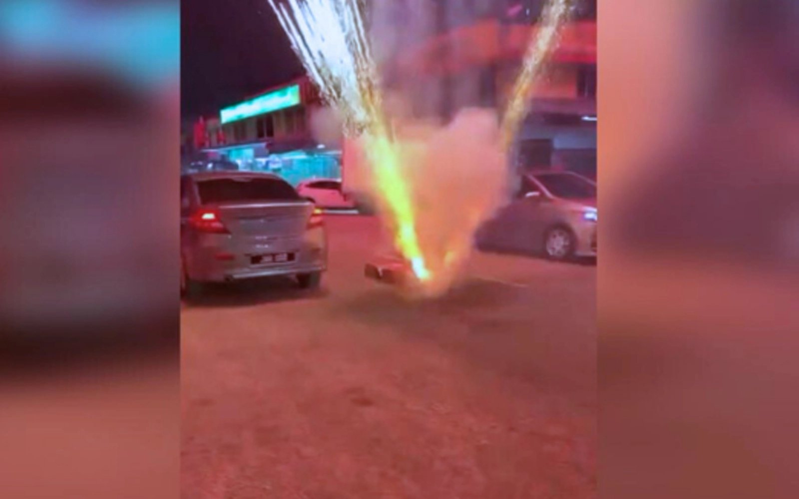 Man nabbed in probe into fireworks being lit on road