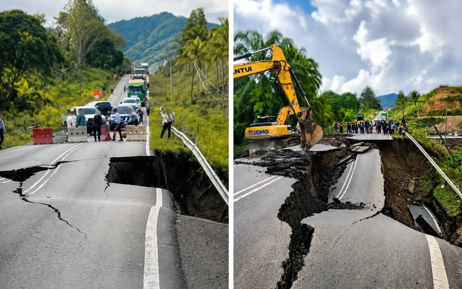 Lahad Datu-Tawau road cut off due to collapse