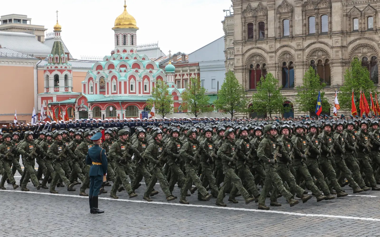 Putin says army fighting ‘aggressive’ Nato-backed force in Victory Parade address