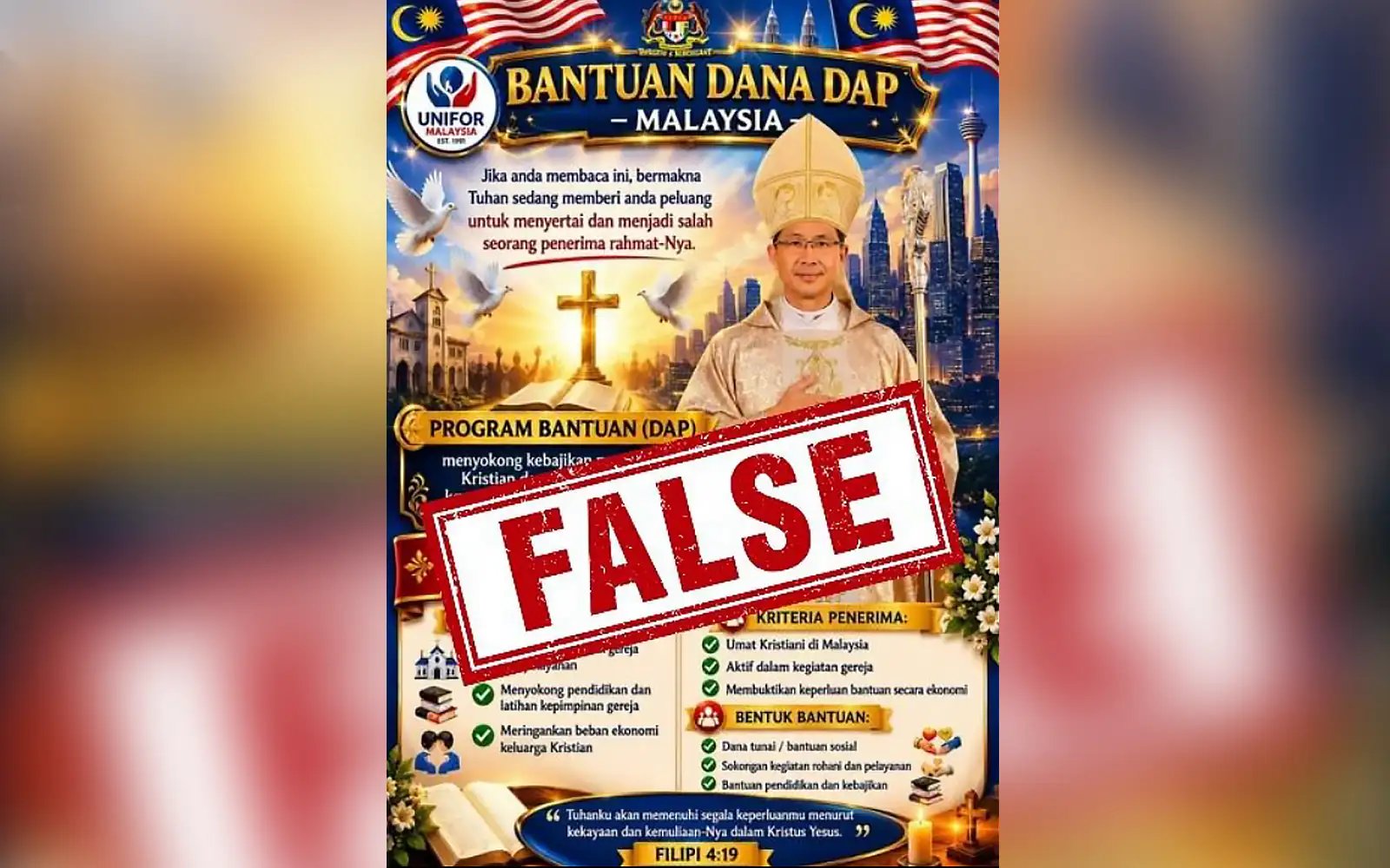 KL archdiocese flags fake poster on ‘DAP cash aid’ for Christians