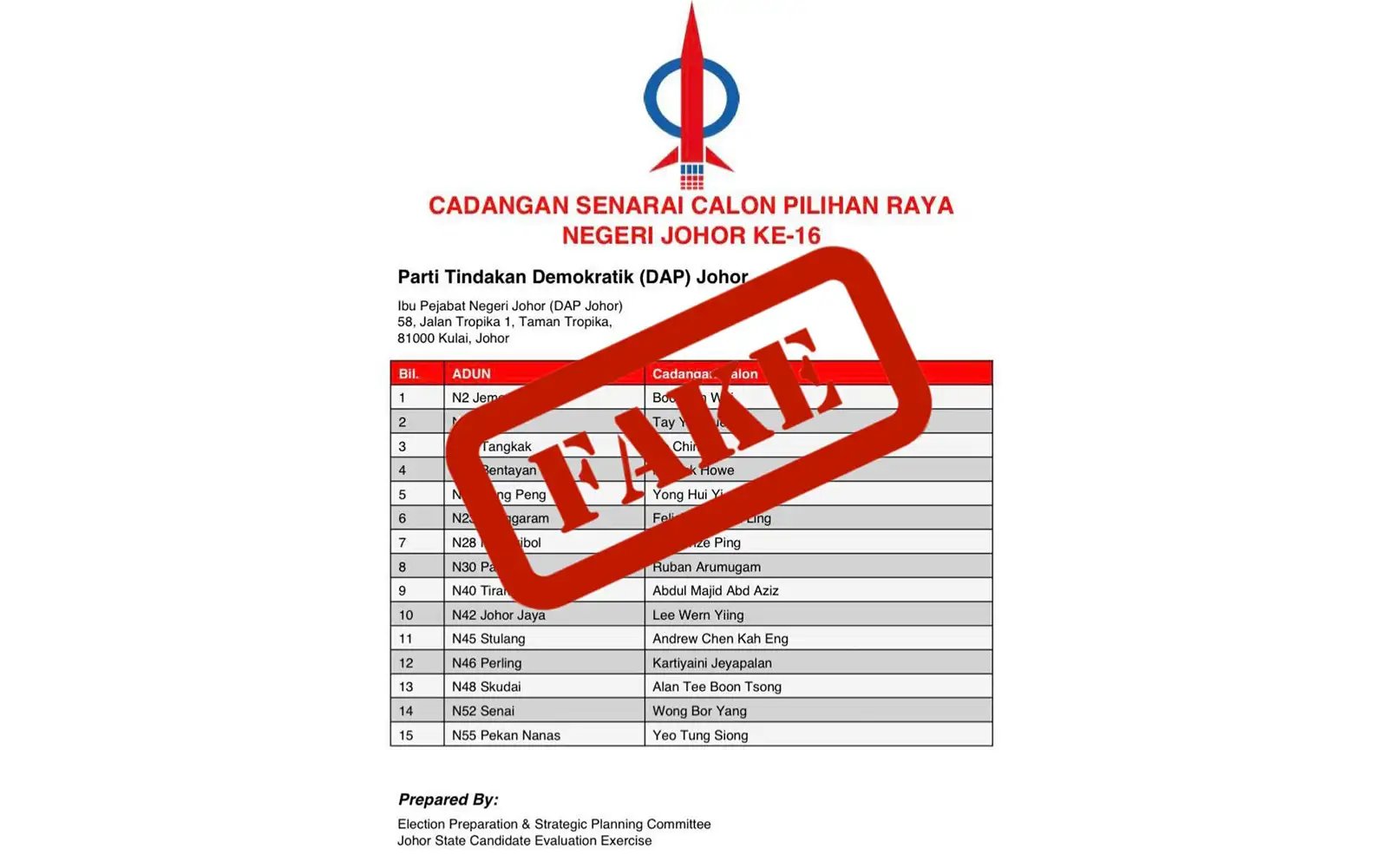 DAP Johor nafi senarai calon tular